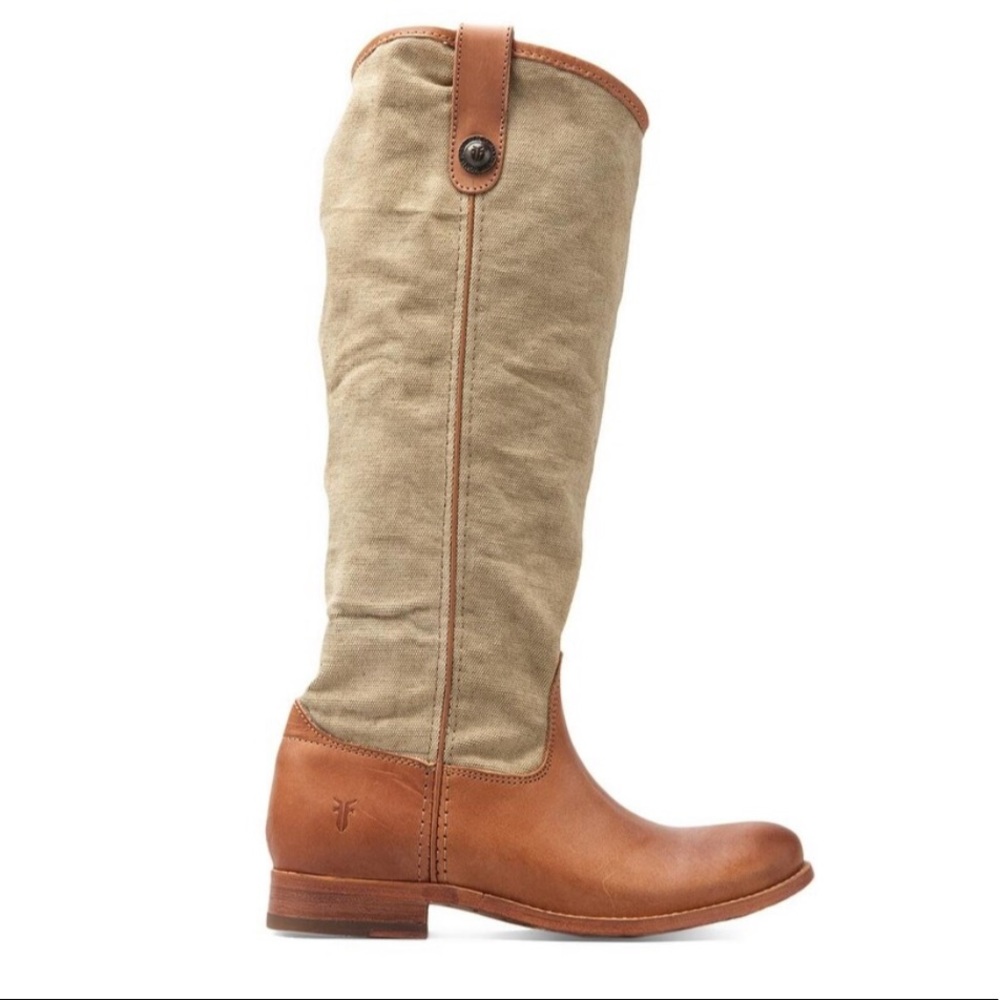 Frye Melissa Button Leather-Canvas Riding Boot